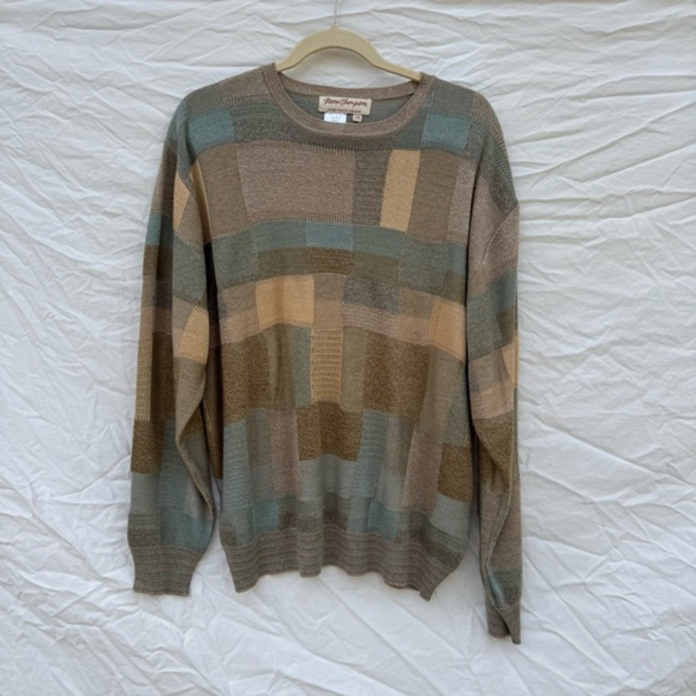 Norm Thompson "Escape from‎ the Ordinary" Vintage Patchwork Knit Sweater L
